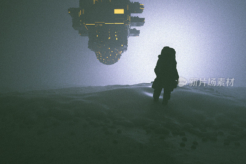 Lone survivor in winter alien landscape